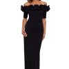 Women's Long Off The Shoulder Scuba Crepe Dress (Reg and Petite)