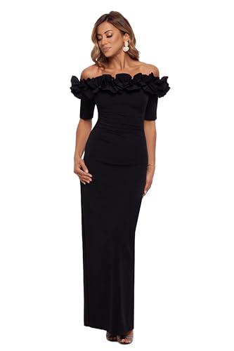 Women's Long Off The Shoulder Scuba Crepe Dress (Reg and Petite)