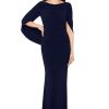 Women's Long Stretchy 3/4 Sleeve Cowl Neck Drape Back Gown