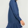 Women's Long Sleeve Denim Shirt Dress 2025 Button Down Ruffle Flowy Collared Mini Jeans Dress