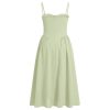 Women??s Corset Dress Sexy Spaghetti Strap Bustier Midi Dress Low Cut Flowy Pleated Hem Formal Dresses with Pockets