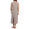 Women's 100% Linen Plant-Dyed Sleeveless V-Neck Midi Dress with Slit