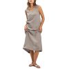 Women's 100% Linen Plant-Dyed Sleeveless V-Neck Midi Dress with Slit