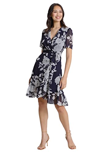 Women's Faux Wrap Dress with Ruffle Skirt Occasion Shower Office Career