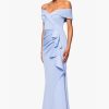 Women's Long Off Shoulder Sweetheart Neck Side Ruffle Gown