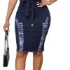 Women's Denim Dress Sexy V Neck Bodycon Mini Dresses