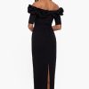 Women's Long Off The Shoulder Scuba Crepe Dress (Reg and Petite)