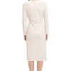 Women's V-Neck Midi with Side Skirt Buttons Detail