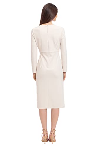 Women's V-Neck Midi with Side Skirt Buttons Detail