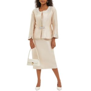 Women's 3 Piece Church Suits for Formal Occasions with Handmade Diamond Hot Stamping Dress Church Set
