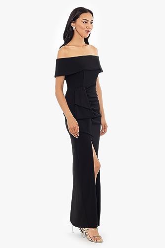 Women's Long Off The Shoulder Scuba Crepe Slit Dress
