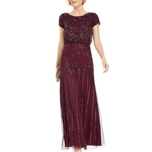 Women's Short Sleeve Beaded Gown