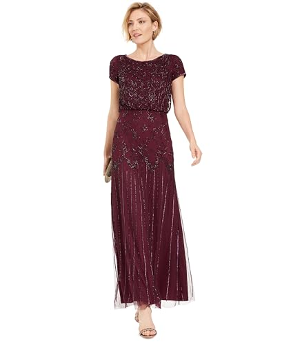 Women's Short Sleeve Beaded Gown