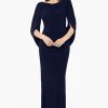 Women's Long Stretchy 3/4 Sleeve Cowl Neck Drape Back Gown