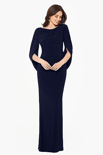 Women's Long Stretchy 3/4 Sleeve Cowl Neck Drape Back Gown