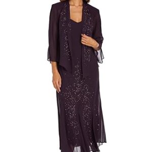 Womens Chiffon Beaded Dress with Jacket