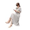 Womens Pleated Long Sleeve Loose Dress Casual Maxi Dresses with Tie Waist