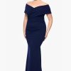 Women's Long Off The Shoulder Scuba Crepe Dress