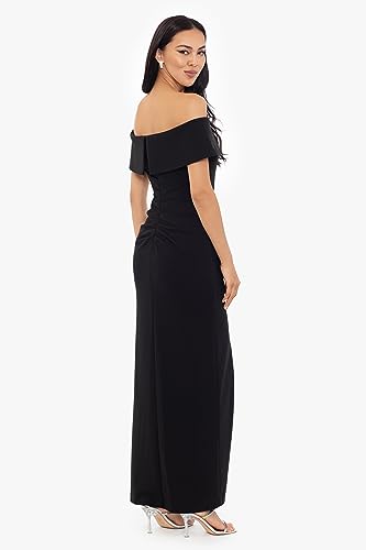 Women's Long Off The Shoulder Scuba Crepe Slit Dress