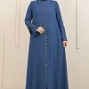 Women's Abaya Long Sleeve Open Quarry Floor Length Zipper Floor Length Turkish Islamic Fashion