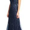 Women's Short-Sleeve Grid Beaded Gown