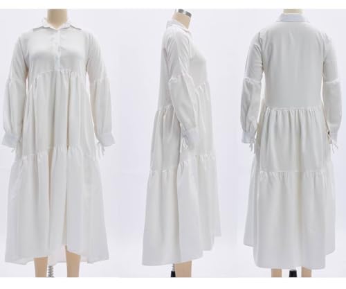 Women's Long Sleeve Maxi Shirt Dress Elegant Button Down Loose Swing Party Dress