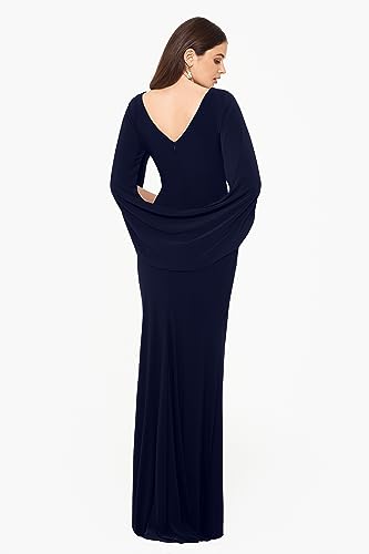Women's Long Stretchy 3/4 Sleeve Cowl Neck Drape Back Gown