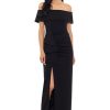 Women's Long Off The Shoulder Scuba Crepe Slit Dress