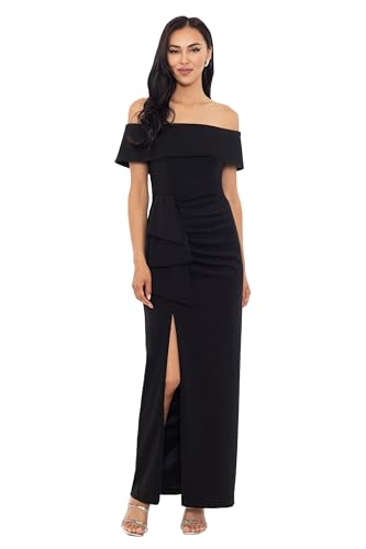Women's Long Off The Shoulder Scuba Crepe Slit Dress