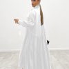 Women's Long Sleeve Maxi Shirt Dress Elegant Button Down Loose Swing Party Dress