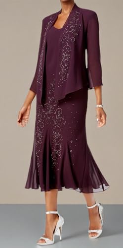 Womens Chiffon Beaded Dress with Jacket