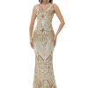 Women's Wedding Bridesmaid Gown Sequined Mermaid V Neck Sleeveless Evening Dress