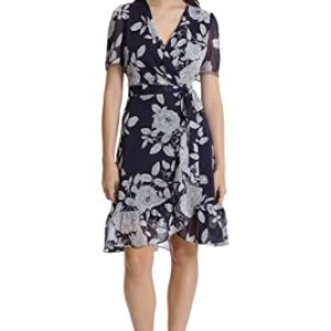 Women's Faux Wrap Dress with Ruffle Skirt Occasion Shower Office Career