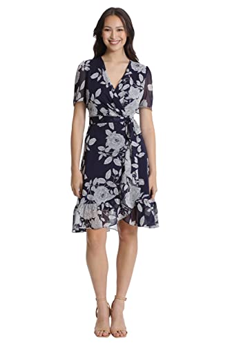 Women's Faux Wrap Dress with Ruffle Skirt Occasion Shower Office Career