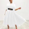 Women's Long Sleeve Maxi Shirt Dress Elegant Button Down Loose Swing Party Dress