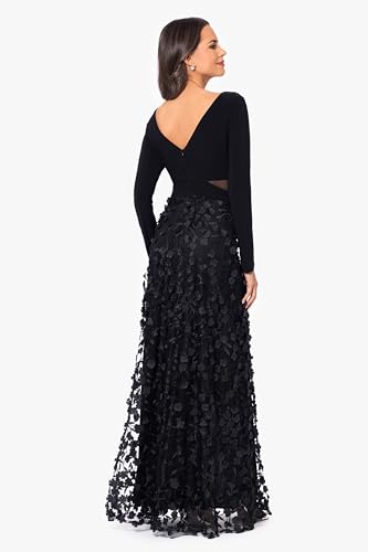 Women's Long Sleeve V-Neck Floral Skirted Gown