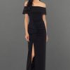 Women's Long Off The Shoulder Scuba Crepe Slit Dress