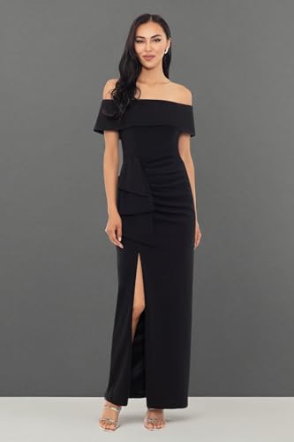 Women's Long Off The Shoulder Scuba Crepe Slit Dress