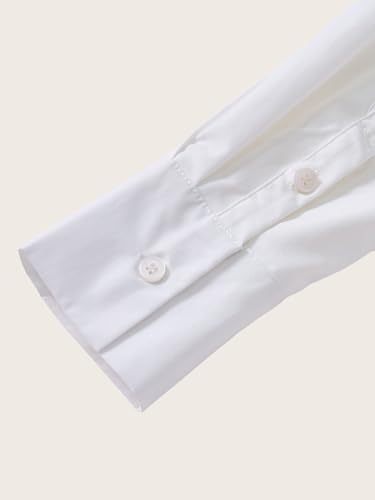 Women's Button Down Mini Shirt Dress Collared Long Sleeve Work Office Dresses