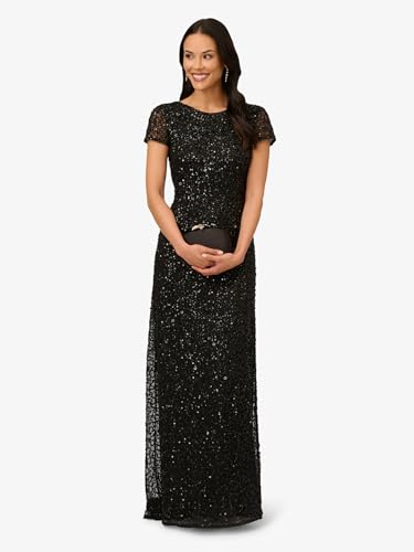 Women's Short-Sleeve All Over Sequin Gown