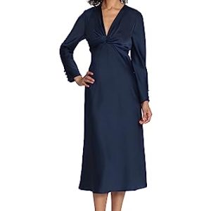 Women's Twist V-Neck Bias Skirt Midi