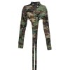 Womens Summer Cute Camo Button Down Cropped Jean Jacket Casual Lapel Outwear Denim Shirts Blouse Top