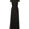 Women's Short-Sleeve All Over Sequin Gown