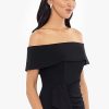 Women's Long Off The Shoulder Scuba Crepe Slit Dress