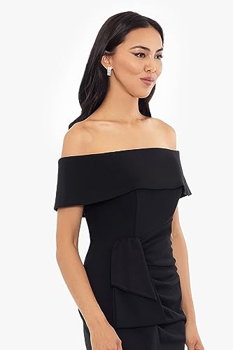 Women's Long Off The Shoulder Scuba Crepe Slit Dress