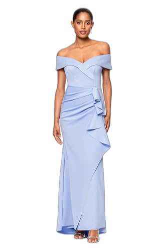 Women's Long Off Shoulder Sweetheart Neck Side Ruffle Gown