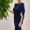 Women's Long Stretchy 3/4 Sleeve Cowl Neck Drape Back Gown
