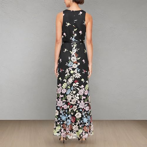 Women's Long Sleeveless Embroidered A-line Dress
