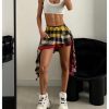 Women's Plaid Skirt Low Waist Asymmetrical Tiered Ruffle Y2k Mini Skirts