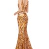 Women's V-Neck Sequins Sleeveless Lace-up Mermaid Evening Dress